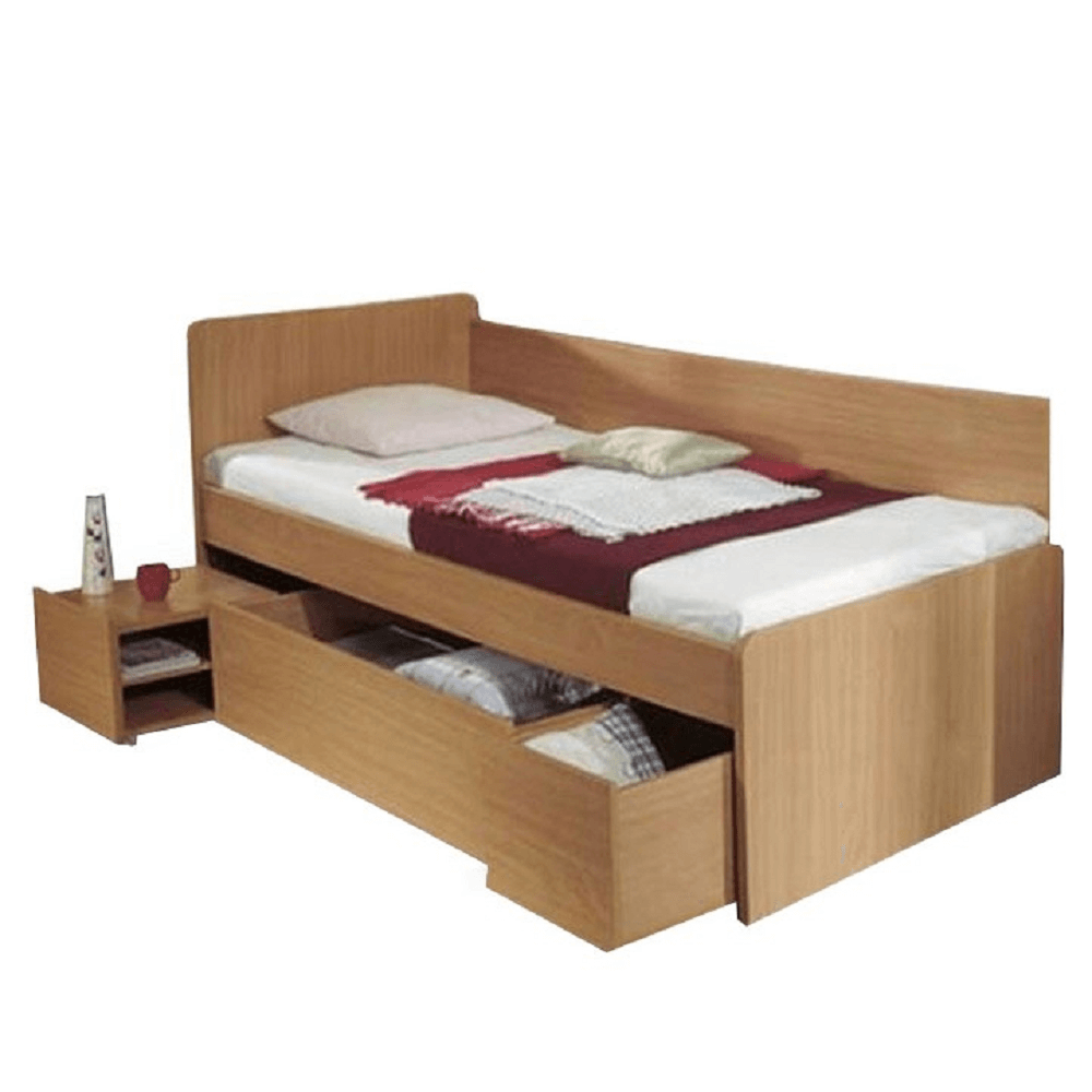 Ágy ágyneműtartóval, bükk, 90x200 cm, OTO (TK)