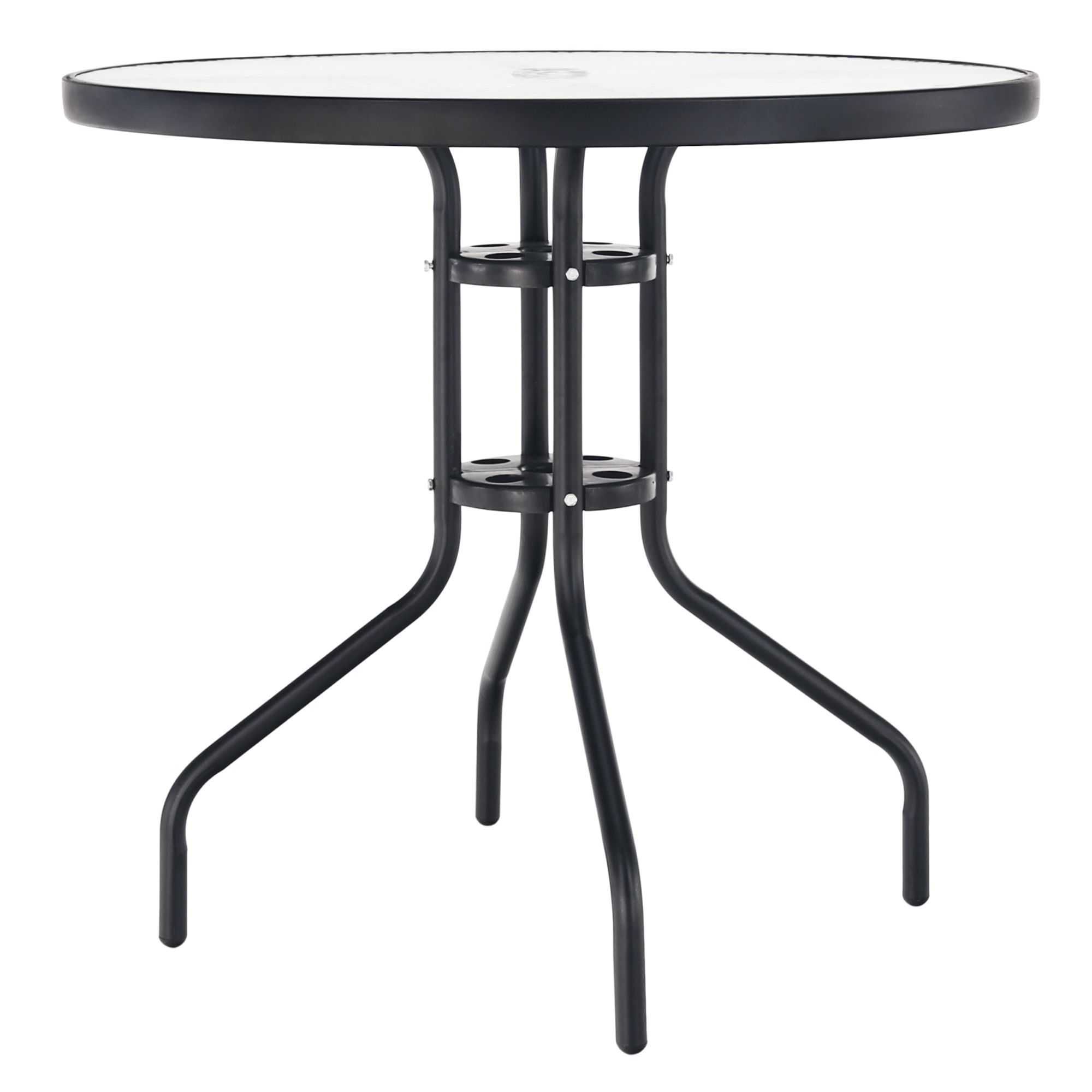 Étkezőasztal, fekete acél/edzett üveg, BORGEN TYP 2 (TK)