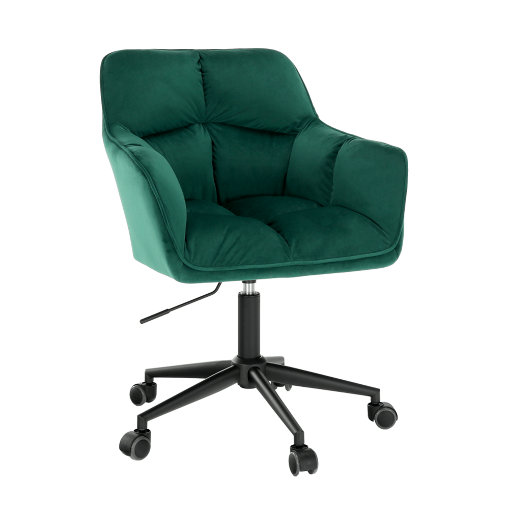 Irodai szék, smaragd selymes szövet/fém, HAGRID (TK)