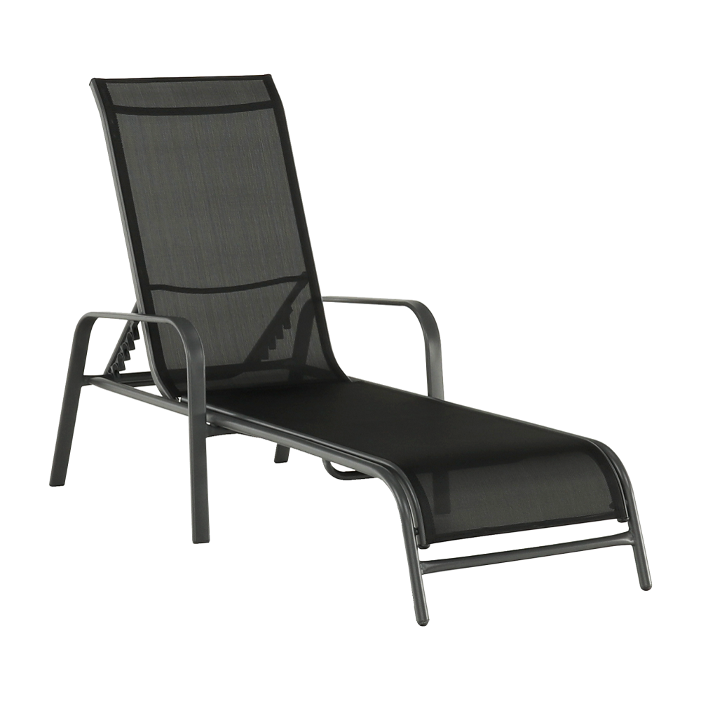 Állítható kerti szék, fekete/szürke, ATREO (TK)