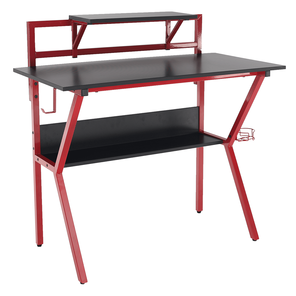 Számítógépasztal/Gamer asztal, piros/fekete, TABER (TK)