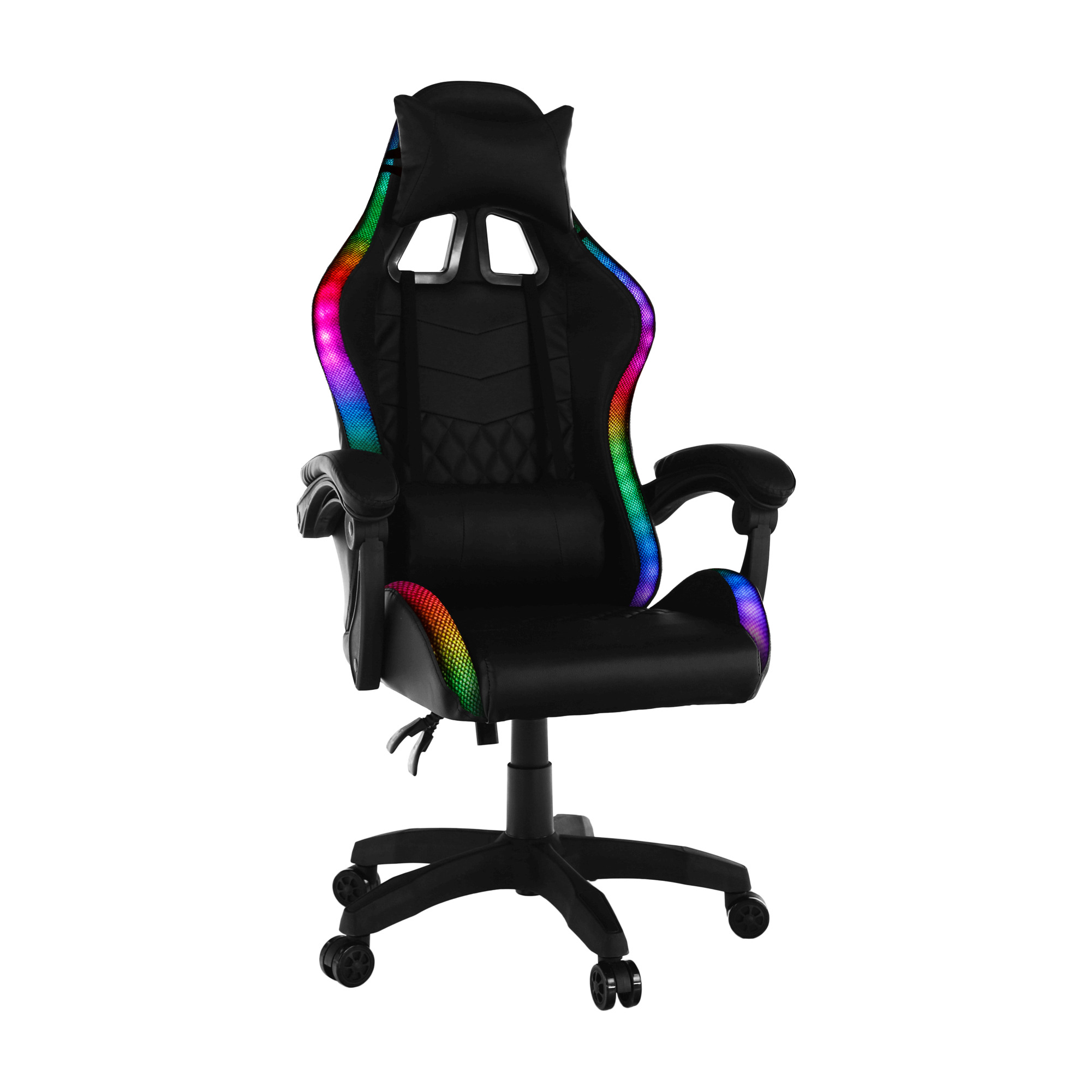 Irodai/gamer szék RGB LED háttérvilágítással, fekete, MAFIRO (TK)