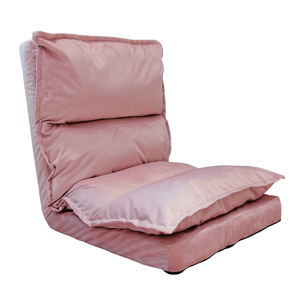 Összecsukható heverő a padlóra, Velvet szövet világos rózsaszín, ULIMA (TK)