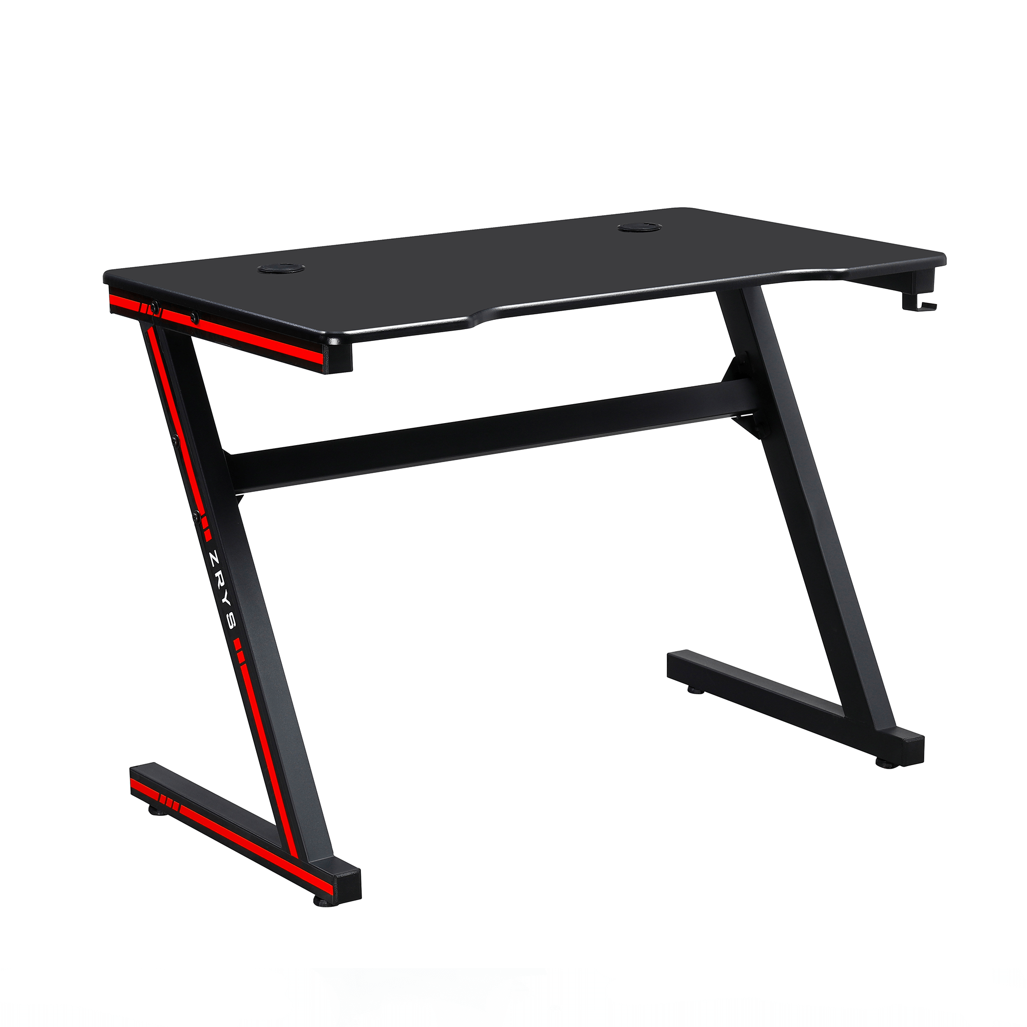 Gamer asztal/számítógépasztal, fekete/piros, MACKENZIE 100cm (TK)