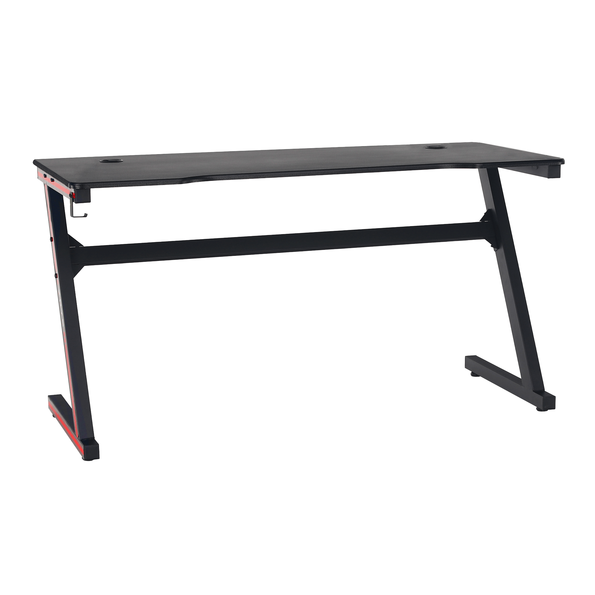 Gamer asztal/számítógépasztal, fekete/piros, MACKENZIE 140cm (TK)