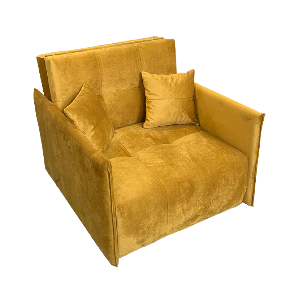 Kinyitható fotel, mustár színű szövet Riviera, ALANA (TK)